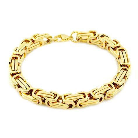 Bracelet - Gold Stainless Steel Byzantine Bracelet