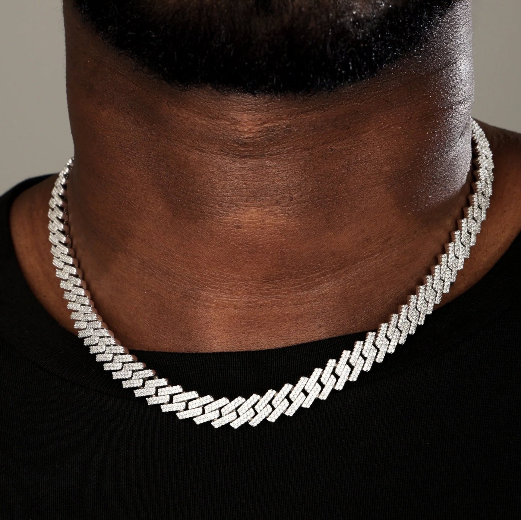 White Gold Chain Cuban Chain 10mm 10MM Moissanite Prong