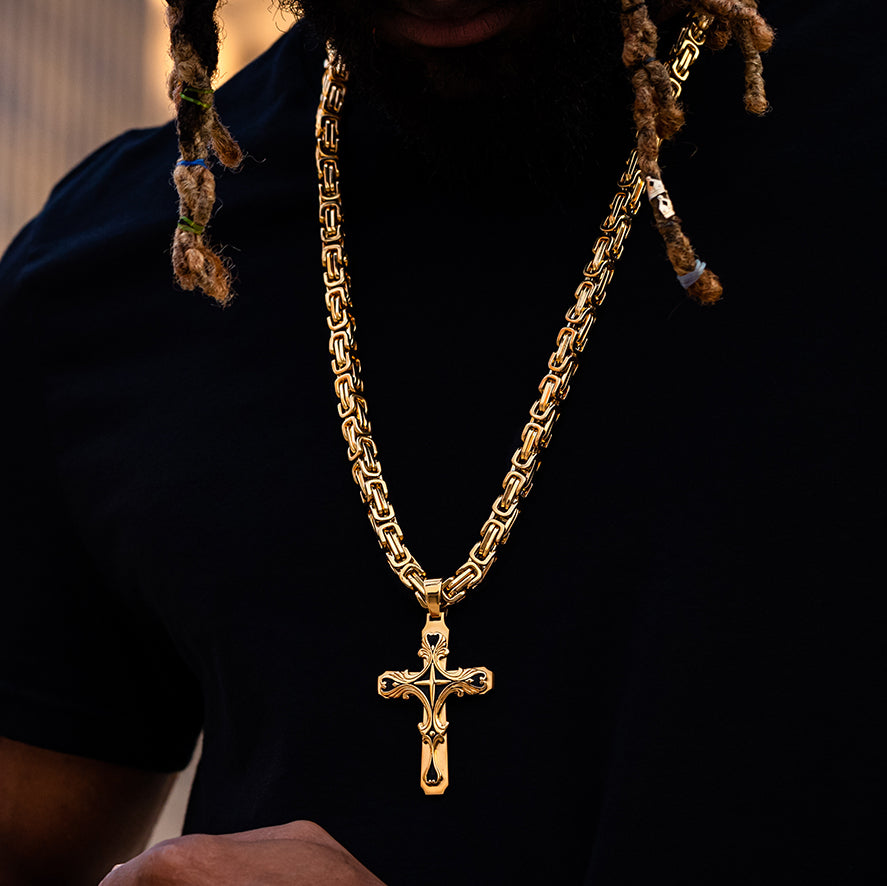 Crucifix Chain With Cross Men's Gold Crucifix Necklace