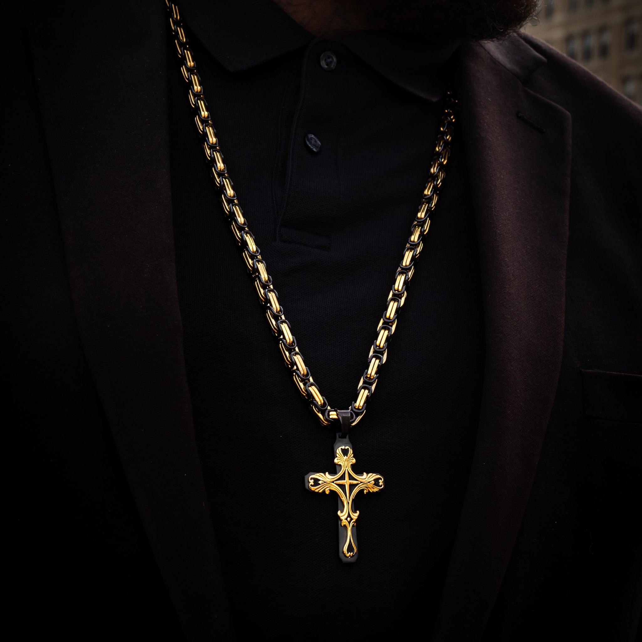 Cross necklace gold fashion plated