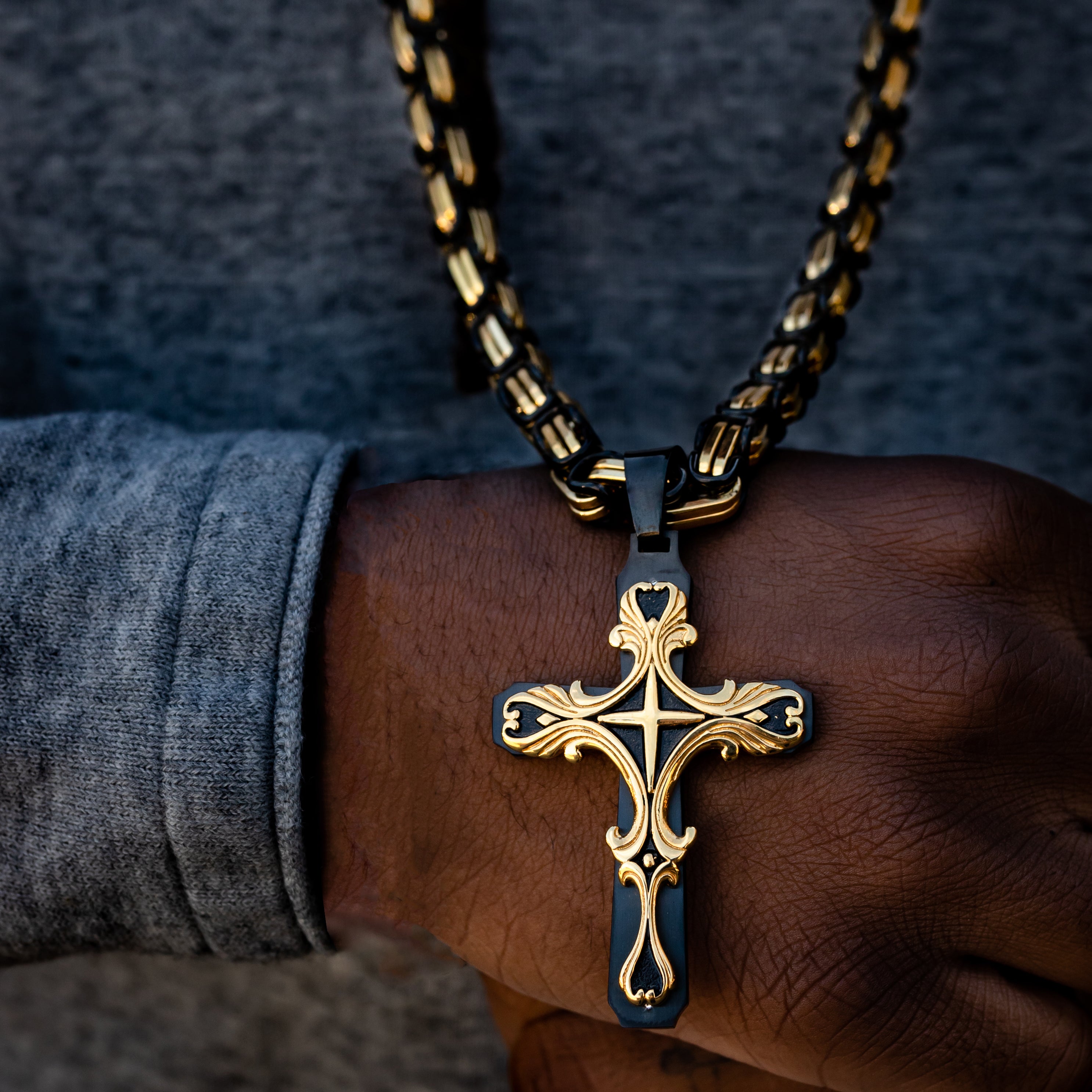 Black Gold Tribal Cross Necklace – SpicyIce1