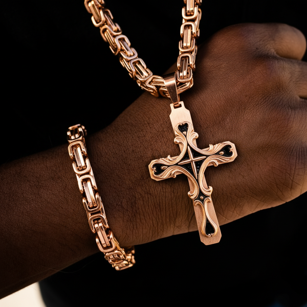 Rose Gold Tribal Cross Necklace – SpicyIce