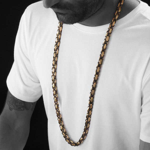 8mm Black & Gold Byzantine – SpicyIce