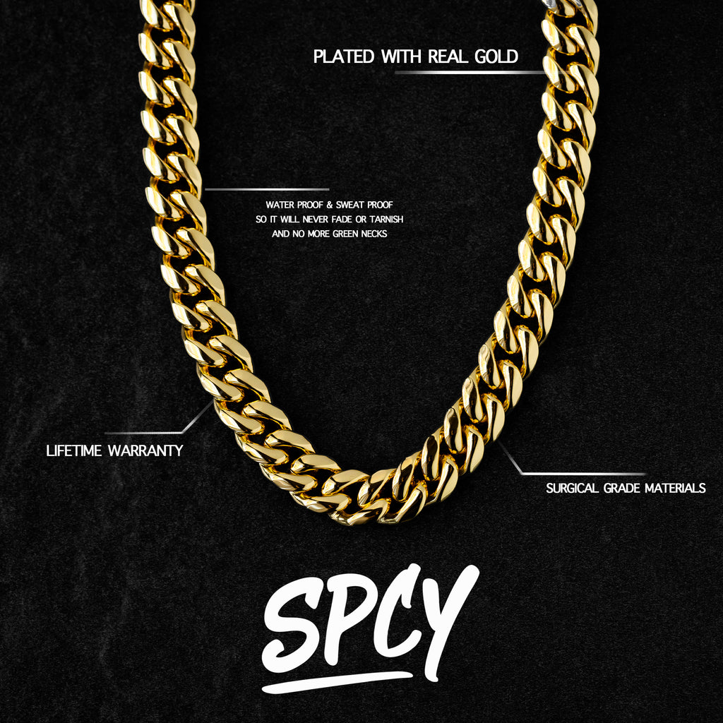 12mm GOLD Miami Cuban Chain – SpicyIce