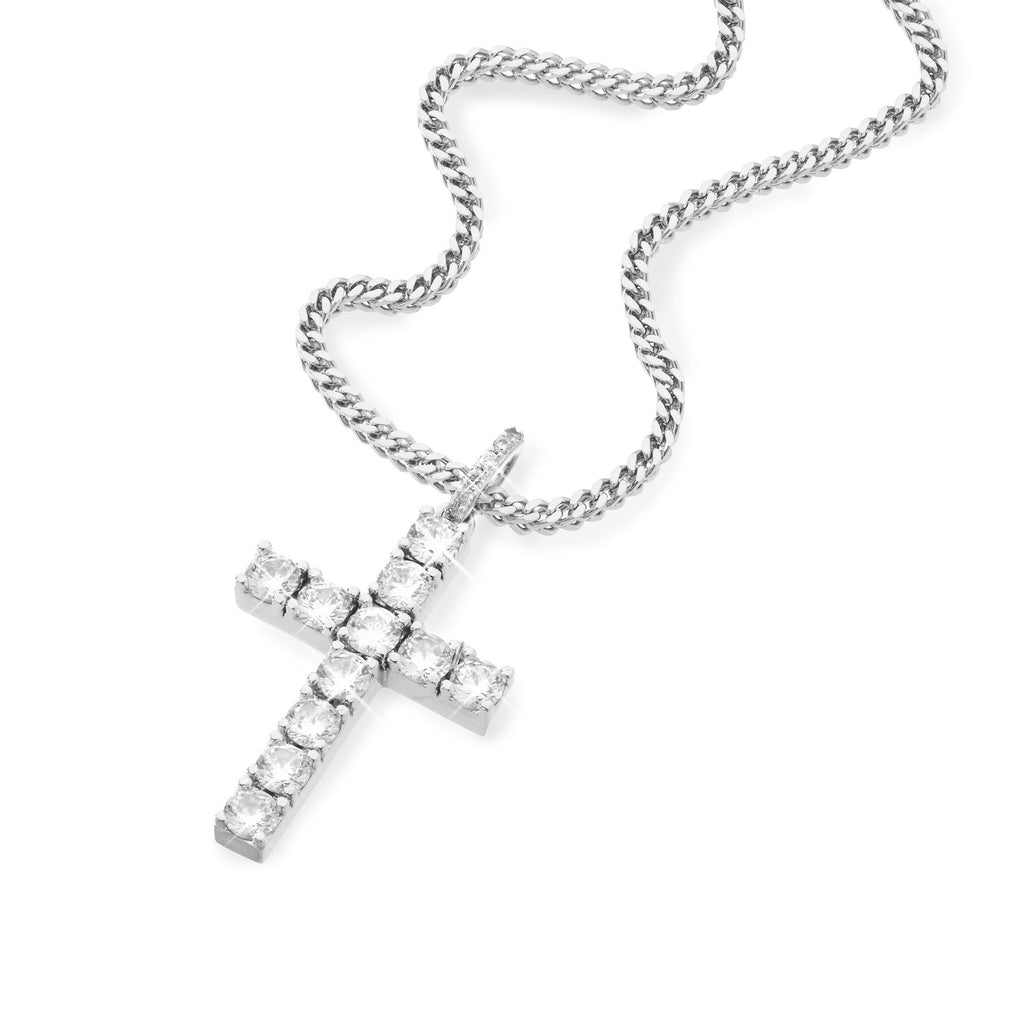 Necklace - Diamond Cross In White Rhodium