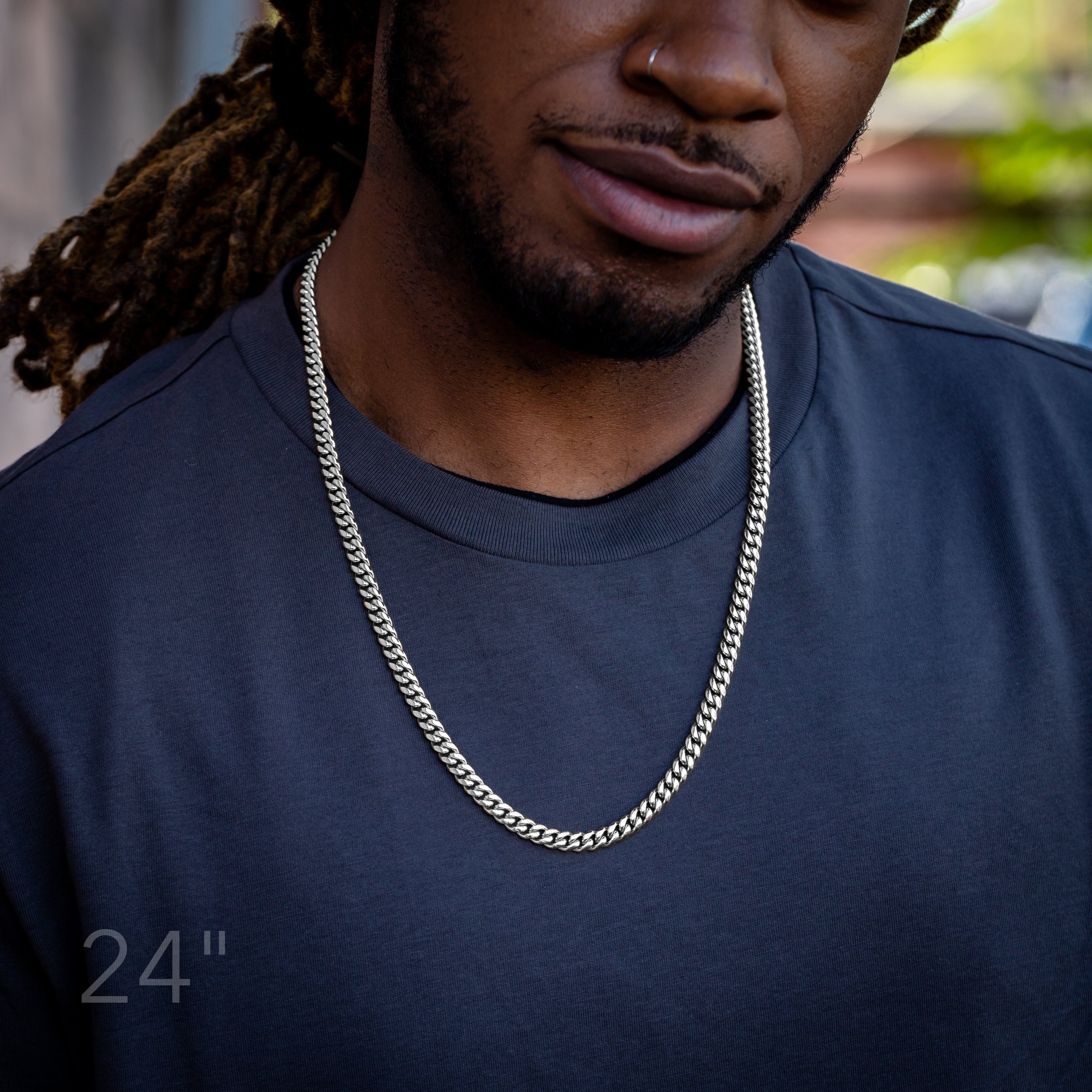 6mm White Gold Cuban Link Chain - Main Image