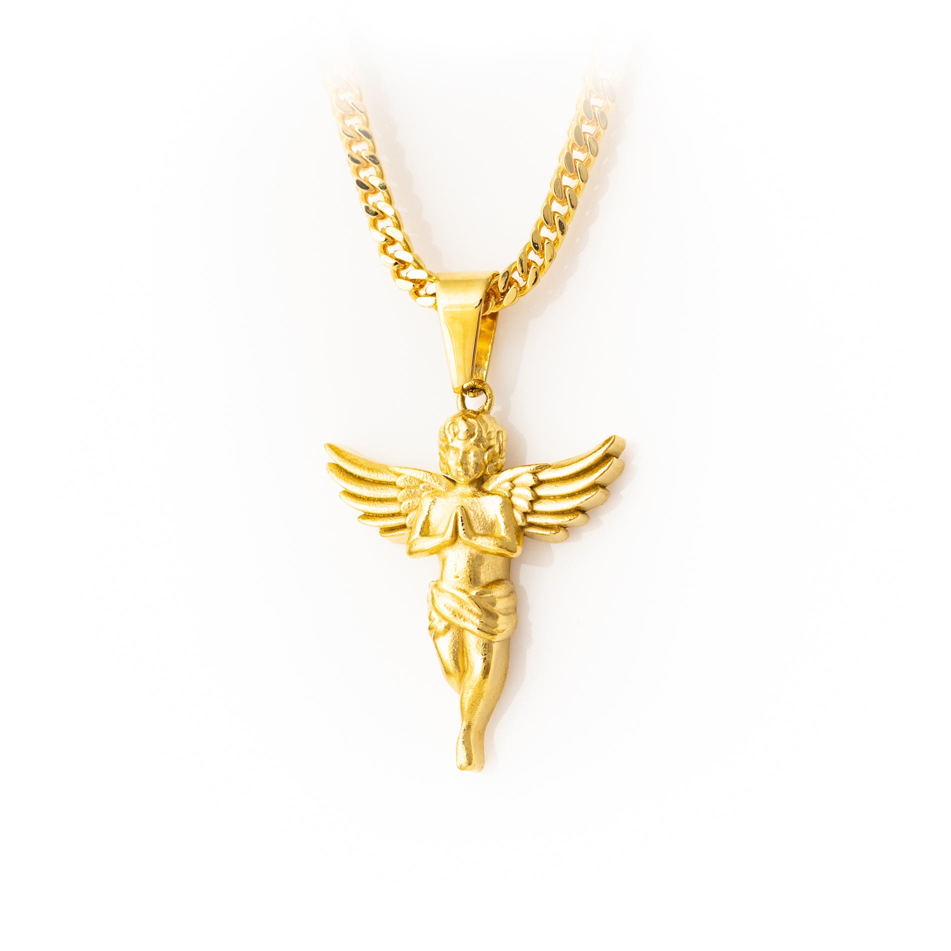 New Fashion Guardian Angel Golden Wings Necklace Pendant Men - Temu