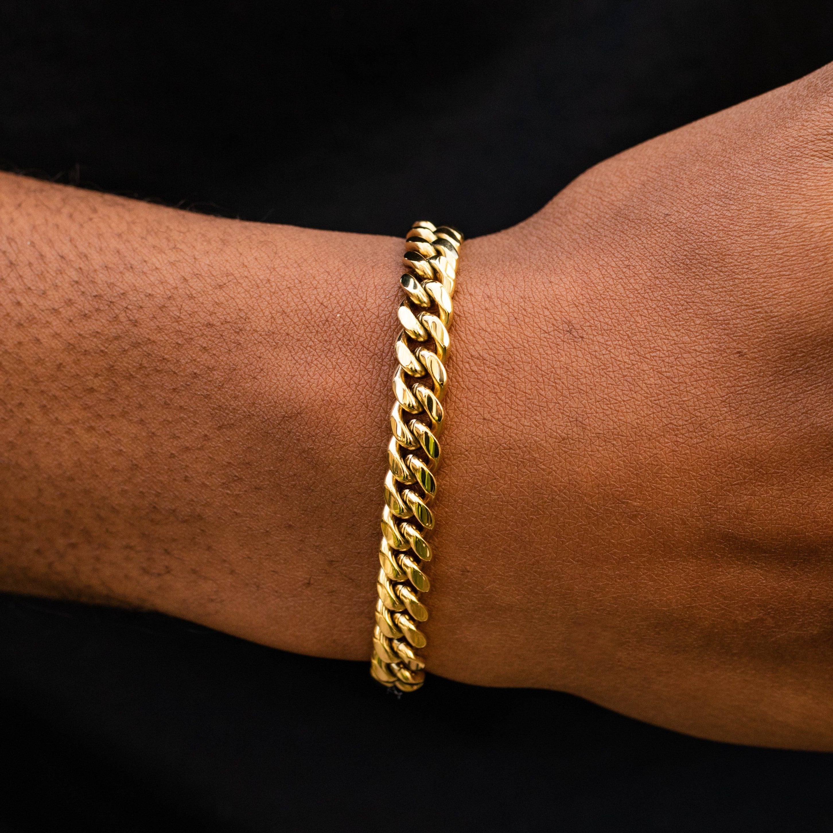 Buy KRKC&CO Cuban Bracelet Men's 14k Cuban Chain Bracelet Gold/White Gold  Plated with Cubic Zirconia Cuban Link Bracelet Iced Out in Sitle Hip Hop  Casual 18-23cm Online at desertcartINDIA