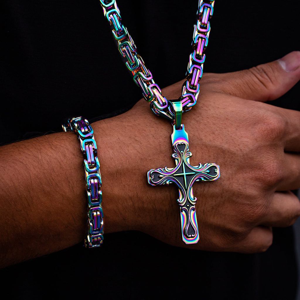 Necklace - Spectrum Tribal Cross Pendant