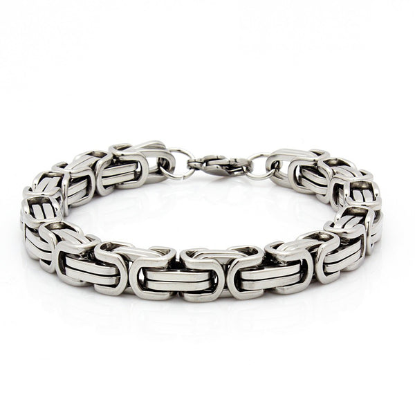 Men’s 8mm Stainless Steel Byzantine Chain Link Gold & Silver Bracelet shipping NWT