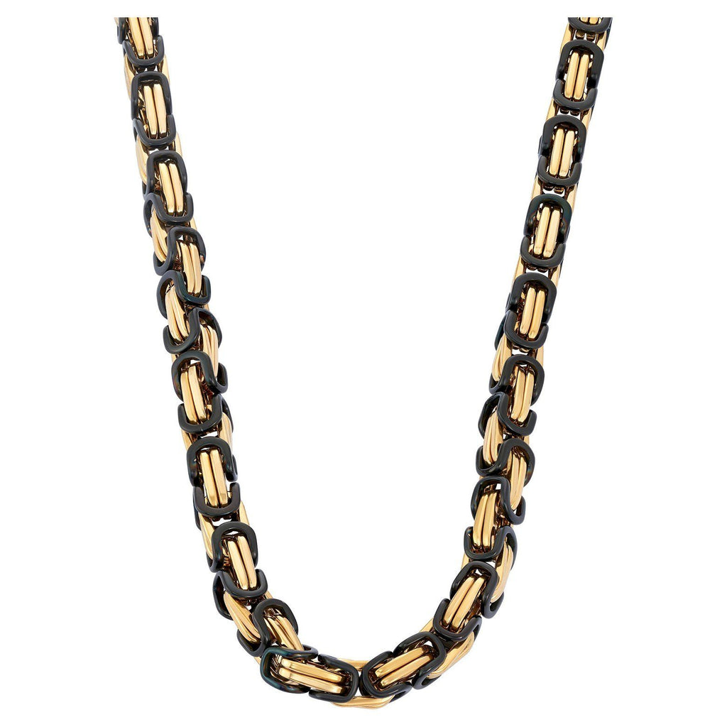 Chains - 6mm Gold & Black Byzantine Chain