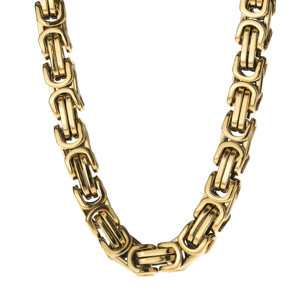 Chains - 8mm Large Gold Stainless Steel Byzantine Chain