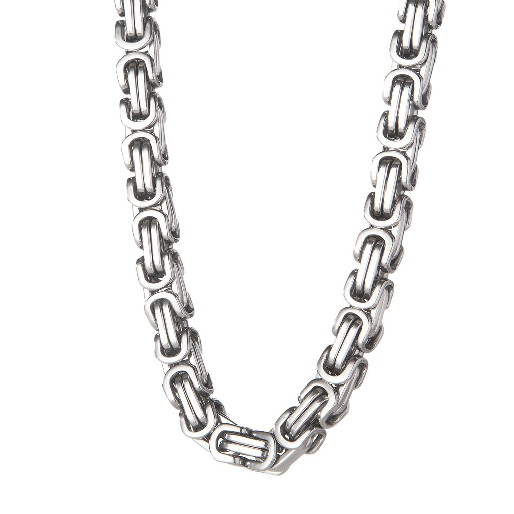 Chains - 8mm Large Stainless Steel Byzantine Box Chain