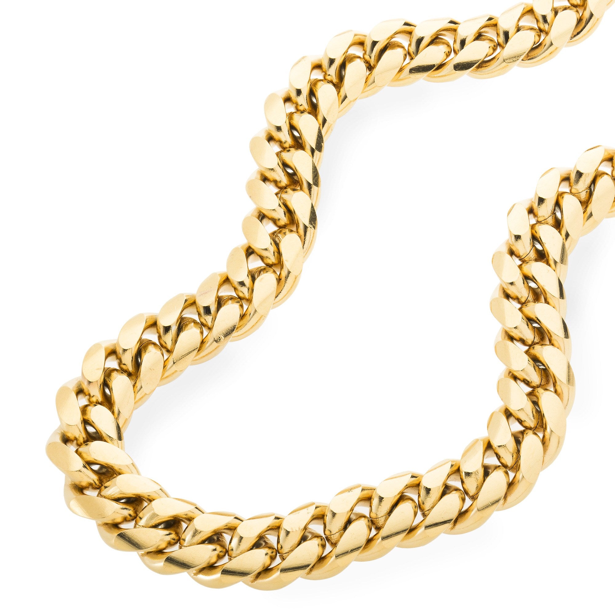Luxfine 10/12mm Miami Cuban Link Chain 14K Real Gold Plated Premium Stainless Steel Necklace Hypoallergenic Hip Hop Jewelry for Men Women Christmas