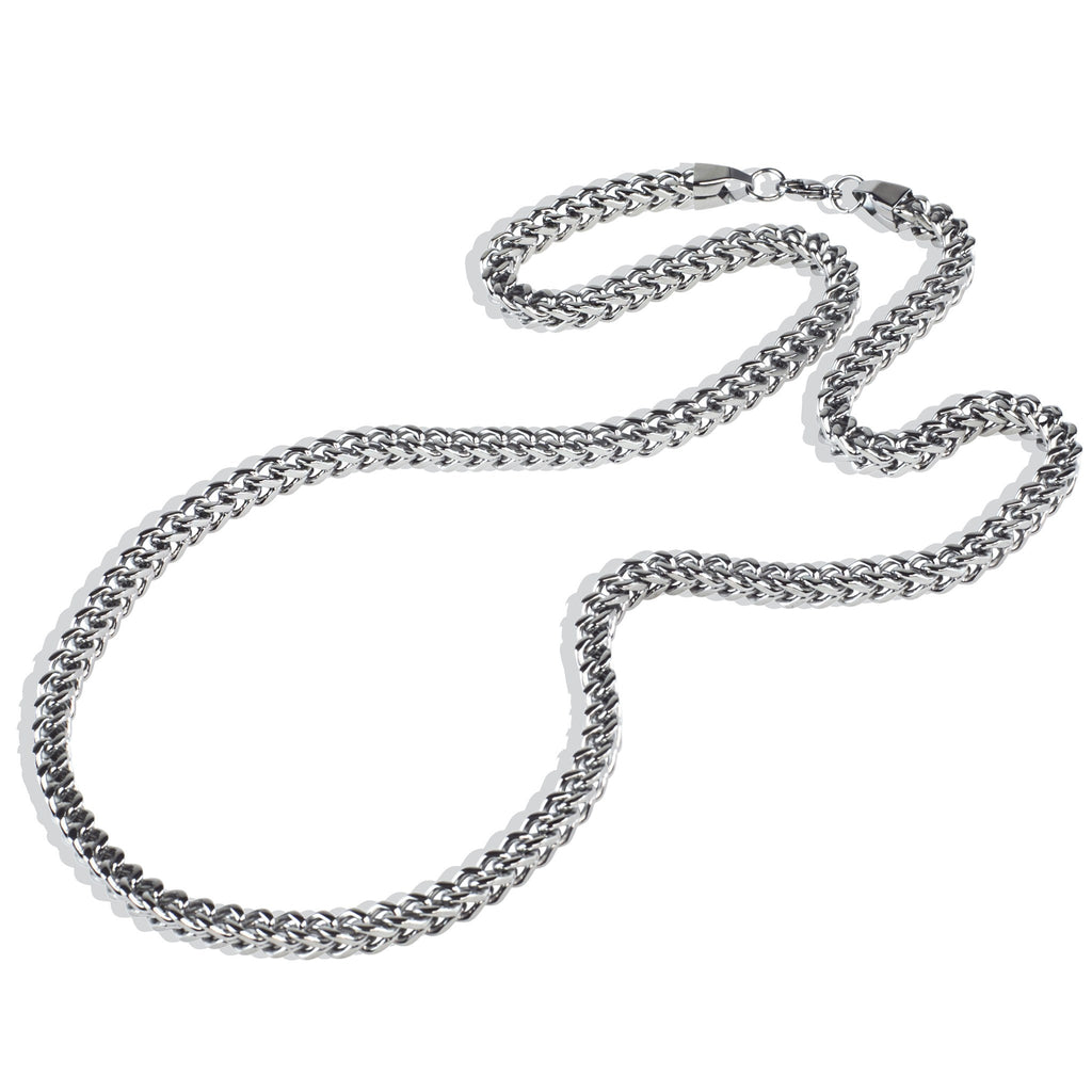 Mens 6mm Silver Stainless Steel Franco Cuban Box Chain Link Necklace , Chains, SpicyIce - 2