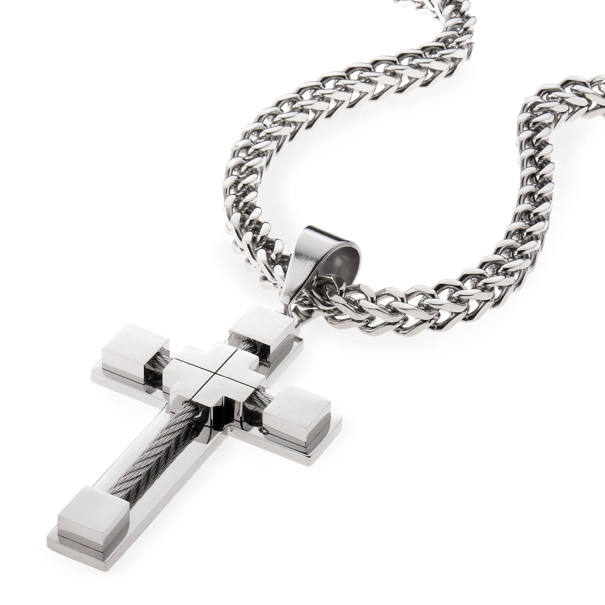Buy Ursteel Cross Necklace for Men, Silver Black Gold Stainless Steel Cross  Pendant Necklace for Men, 16-30 Inches Box Chain, Metal at Amazon.in