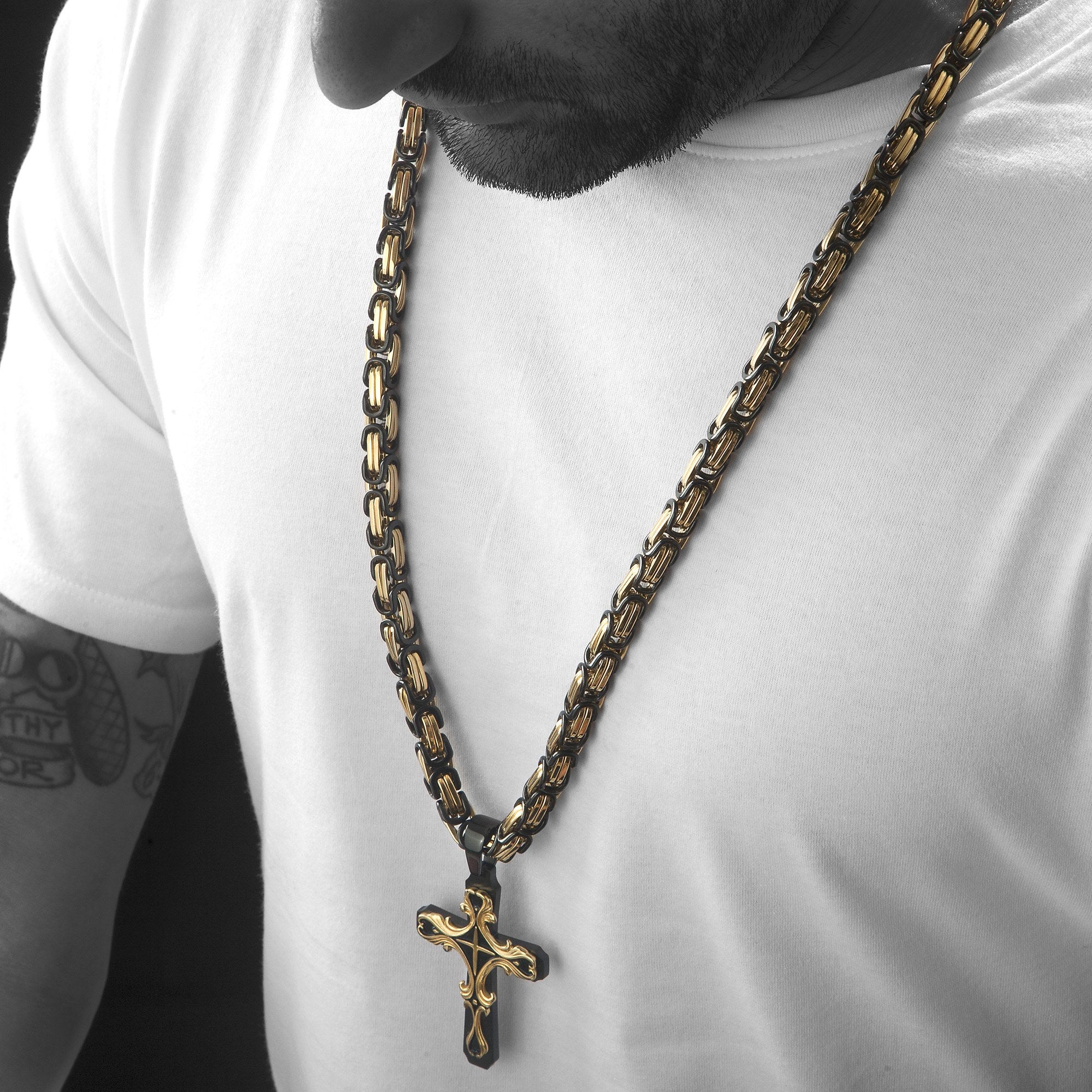 LARGE GOLD CROSS NECKLACE FOR MEN — WE ARE ALL SMITH